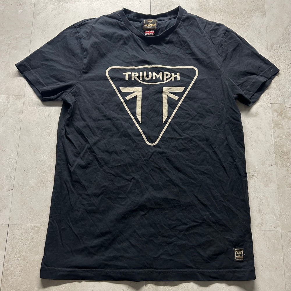 Triumph Motorcycles Graphic T-Shirt Black Mens Small Logo Biker Tee 1053